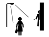 Woman walking alone | Midnight | Danger | Suspicious person-Free pictogram | Black and white illustration