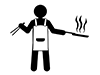 Dad doing housework | Ikumen | Cooking-Free pictograms | Black and white illustrations