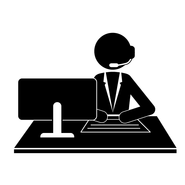 テレフォンオペレーター｜お客様対応｜クレーム処理｜カスタマーセンター - 挿絵/クリップアート/フリー/写真/アイコン/白黒/シンプル