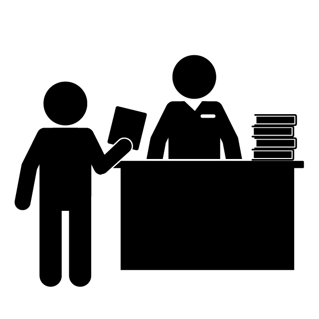 図書館司書｜ライブラリー｜書店｜本屋 - 挿絵/クリップアート/フリー/写真/アイコン/白黒/シンプル