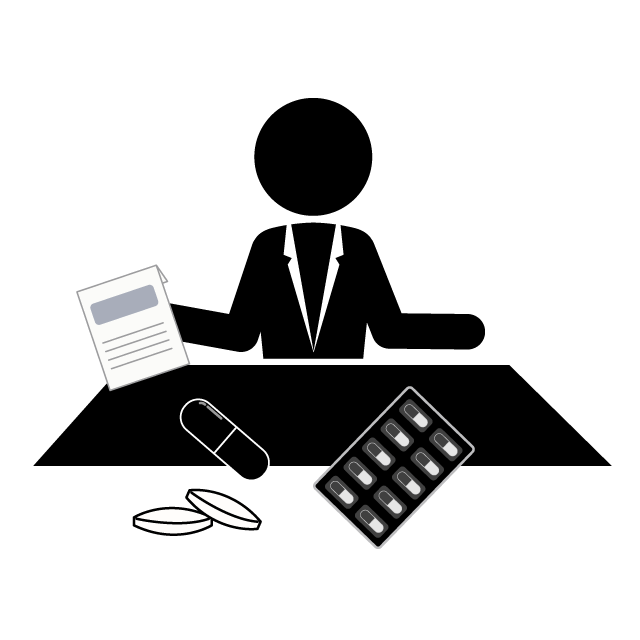 薬剤師｜病院｜調合｜処方箋 - 挿絵/クリップアート/フリー/写真/アイコン/白黒/シンプル