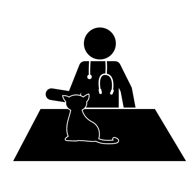 獣医師｜病院｜動物｜猫 - 挿絵/クリップアート/フリー/写真/アイコン/白黒/シンプル
