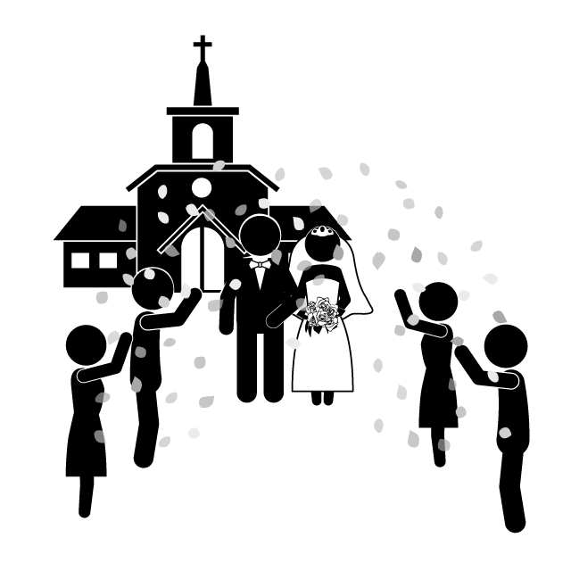 ブライダルプランナー｜結婚式｜婚礼｜教会 - 挿絵/クリップアート/フリー/写真/アイコン/白黒/シンプル