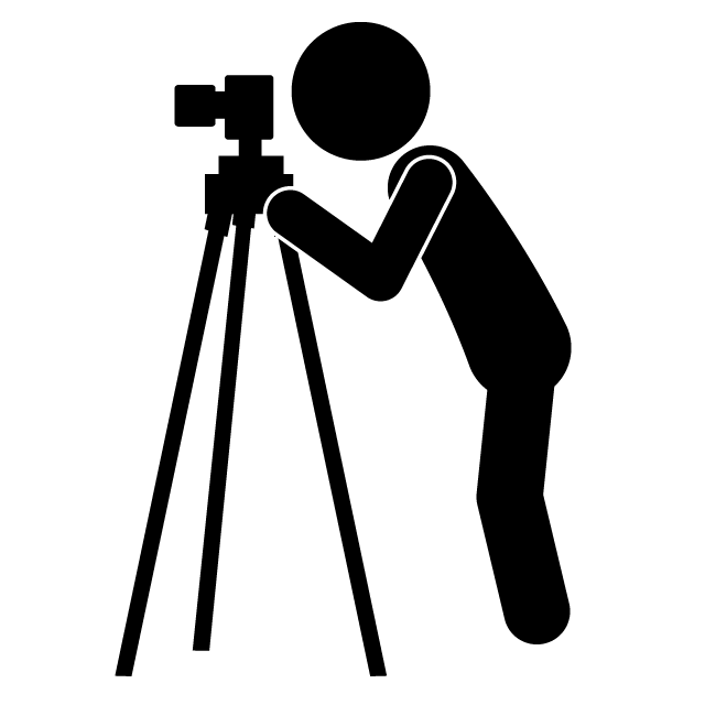 カメラマン｜撮影｜三脚｜レンズ - 挿絵/クリップアート/フリー/写真/アイコン/白黒/シンプル
