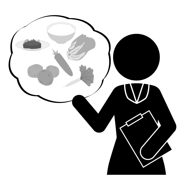 栄養士｜献立｜食事｜管理 - 挿絵/クリップアート/フリー/写真/アイコン/白黒/シンプル