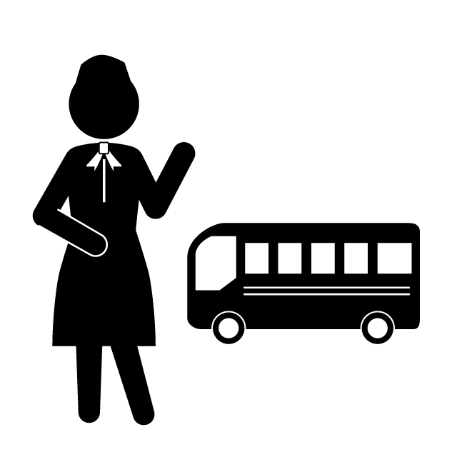 観光バスガイド｜旅行｜案内｜乗務員 - 挿絵/クリップアート/フリー/写真/アイコン/白黒/シンプル
