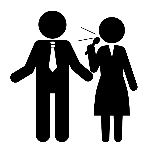 通訳者｜外国人｜伝達｜発表会 - 挿絵/クリップアート/フリー/写真/アイコン/白黒/シンプル