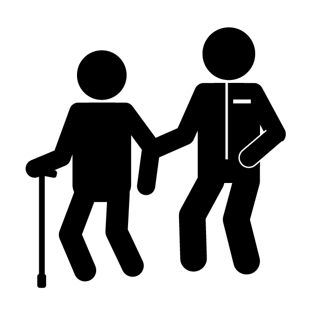 ケースワーカー｜介助｜高齢者｜サポート - 挿絵/クリップアート/フリー/写真/アイコン/白黒/シンプル