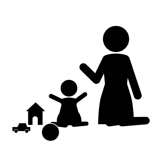 ベビーシッター｜赤ん坊｜玩具｜子供 - 挿絵/クリップアート/フリー/写真/アイコン/白黒/シンプル