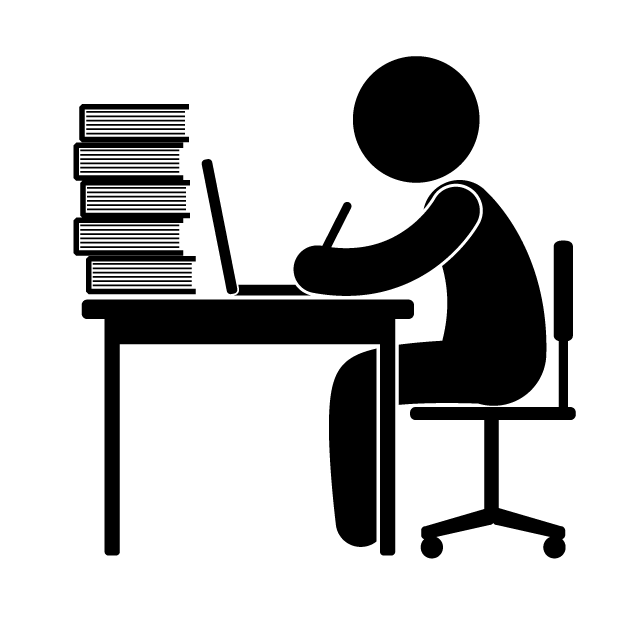 翻訳者｜在宅｜翻訳｜勉強 - 挿絵/クリップアート/フリー/写真/アイコン/白黒/シンプル