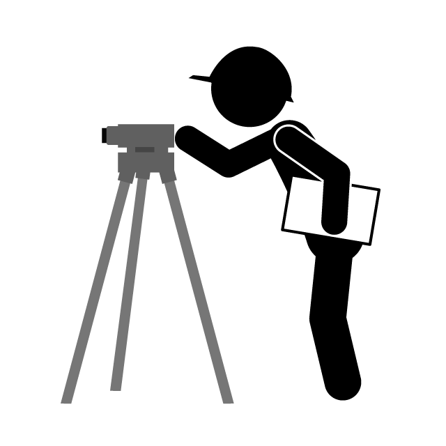 測量士｜土地家屋調査士｜測量業者｜状態調査 - 挿絵/クリップアート/フリー/写真/アイコン/白黒/シンプル