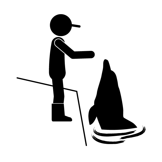 水族館スタッフ｜イルカ｜動物｜演技 - 挿絵/クリップアート/フリー/写真/アイコン/白黒/シンプル