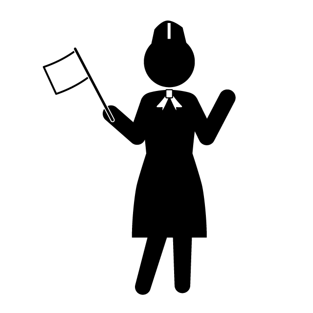 ツアーコンダクター｜添乗員｜団体旅行｜旅程管理主任者資格 - 挿絵/クリップアート/フリー/写真/アイコン/白黒/シンプル