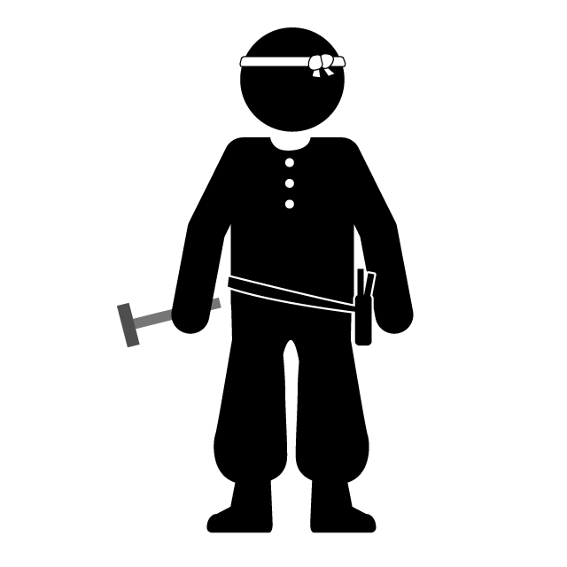 とび工｜大工｜職人｜肉体労働者 - 挿絵/クリップアート/フリー/写真/アイコン/白黒/シンプル