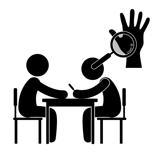 占い師｜手相｜運勢｜運気 - 挿絵/クリップアート/フリー/写真/アイコン/白黒/シンプル