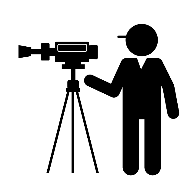 映像カメラマン｜テレビ局｜映画｜ドラマ - 挿絵/クリップアート/フリー/写真/アイコン/白黒/シンプル