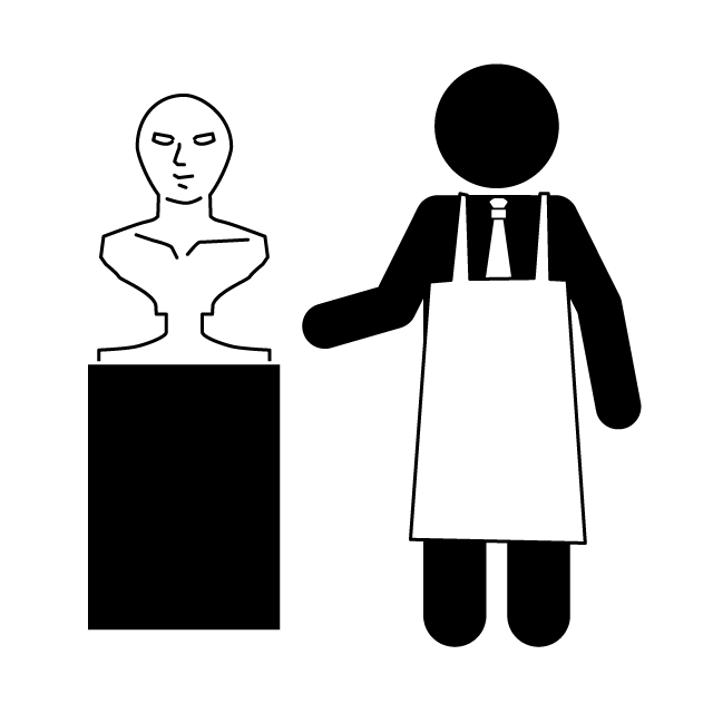 美術教師｜アート｜先生｜彫刻 - 挿絵/クリップアート/フリー/写真/アイコン/白黒/シンプル