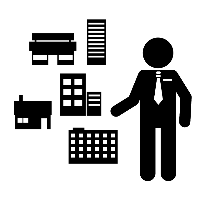 不動産営業｜住宅販売｜オフィスビル｜住まい - 挿絵/クリップアート/フリー/写真/アイコン/白黒/シンプル