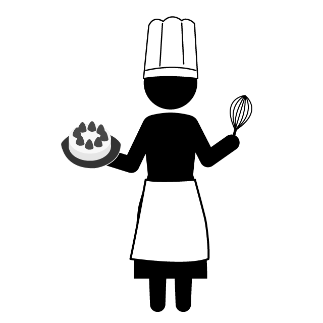 パティシエ｜菓子製造人｜パティシエール｜お菓子屋 - 挿絵/クリップアート/フリー/写真/アイコン/白黒/シンプル