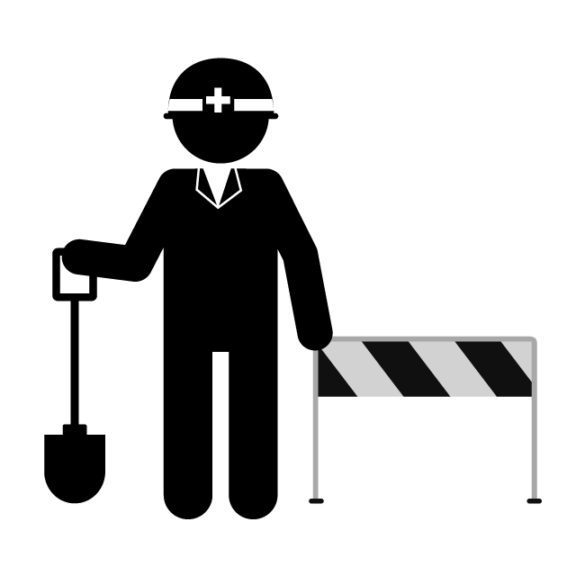 土木作業員｜工事現場｜建設業｜建築 - 挿絵/クリップアート/フリー/写真/アイコン/白黒/シンプル