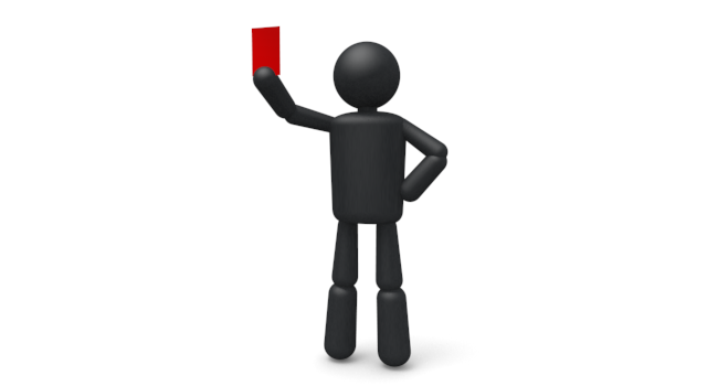 赤いカード/注意 - シンプル人物イラスト/人クリップアート/アイコン/黒色/ピクトグラム
