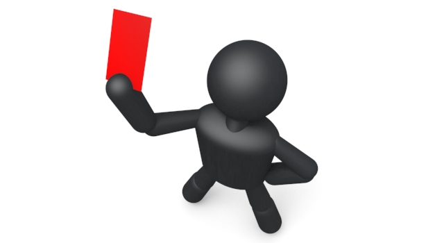 赤いカード/注意 - シンプル人物イラスト/人クリップアート/アイコン/黒色/ピクトグラム