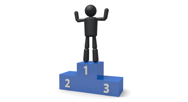 トップになる/表彰台 - シンプル人物イラスト/人クリップアート/アイコン/黒色/ピクトグラム