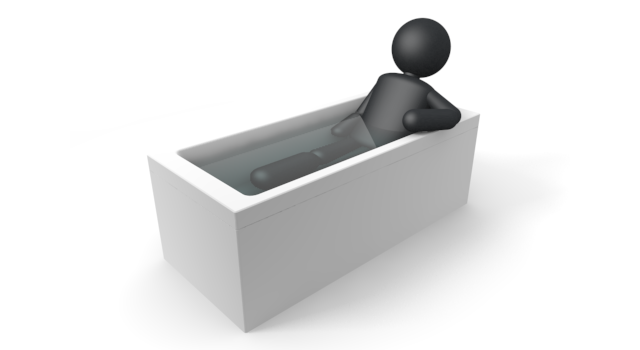 バスルーム/お湯 - シンプル人物イラスト/人クリップアート/アイコン/黒色/ピクトグラム