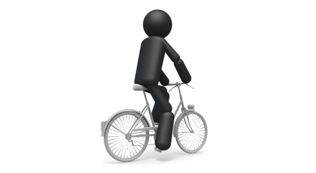 自転車に乗る - シンプル人物イラスト/人クリップアート/アイコン/黒色/ピクトグラム