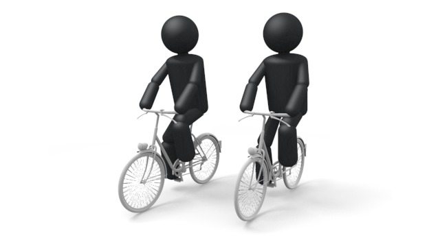 自転車 - シンプル人物イラスト/人クリップアート/アイコン/黒色/ピクトグラム