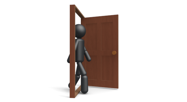 家に入る - シンプル人物イラスト/人クリップアート/アイコン/黒色/ピクトグラム