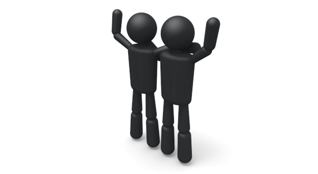 同僚/友達 - シンプル人物イラスト/人クリップアート/アイコン/黒色/ピクトグラム