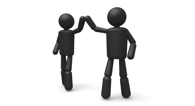 協力/仲間 - シンプル人物イラスト/人クリップアート/アイコン/黒色/ピクトグラム