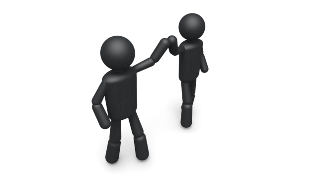 手を組む - シンプル人物イラスト/人クリップアート/アイコン/黒色/ピクトグラム