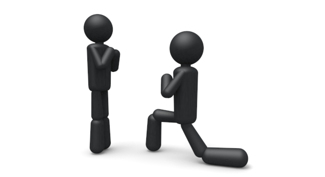 愛の告白 - シンプル人物イラスト/人クリップアート/アイコン/黒色/ピクトグラム