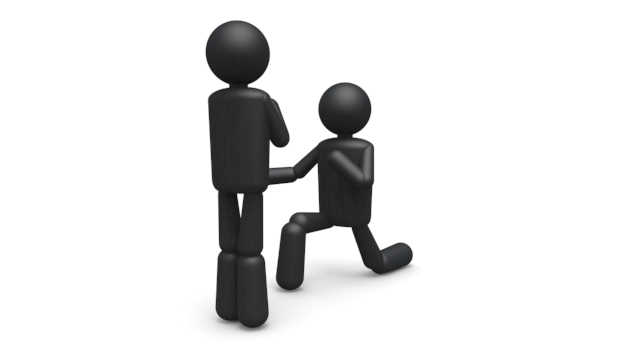 結婚/恋人 - シンプル人物イラスト/人クリップアート/アイコン/黒色/ピクトグラム