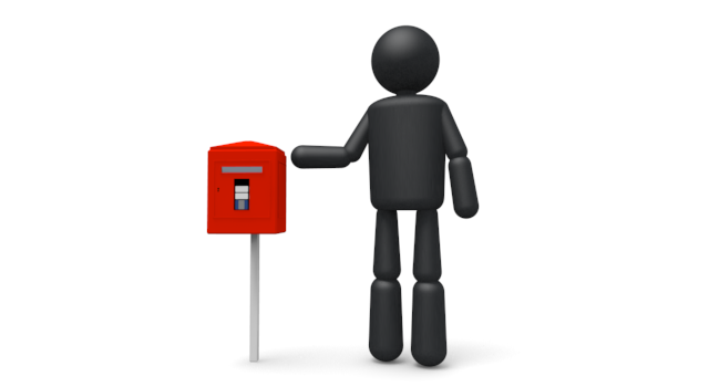 家のポスト - シンプル人物イラスト/人クリップアート/アイコン/黒色/ピクトグラム