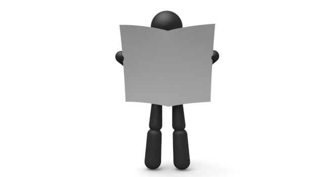 新聞を見る - シンプル人物イラスト/人クリップアート/アイコン/黒色/ピクトグラム