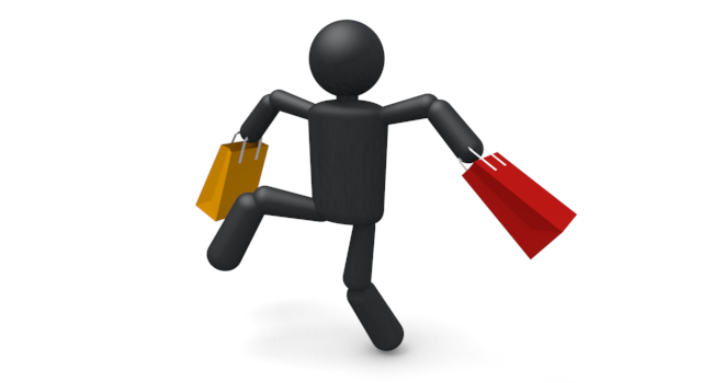 福袋が楽しみ - シンプル人物イラスト/人クリップアート/アイコン/黒色/ピクトグラム