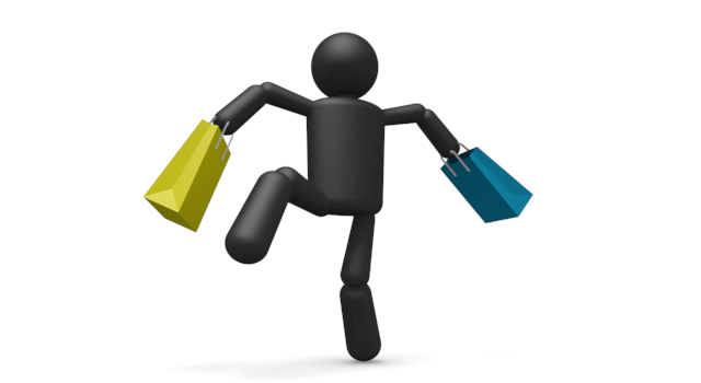 紙袋/荷物/楽しい - シンプル人物イラスト/人クリップアート/アイコン/黒色/ピクトグラム