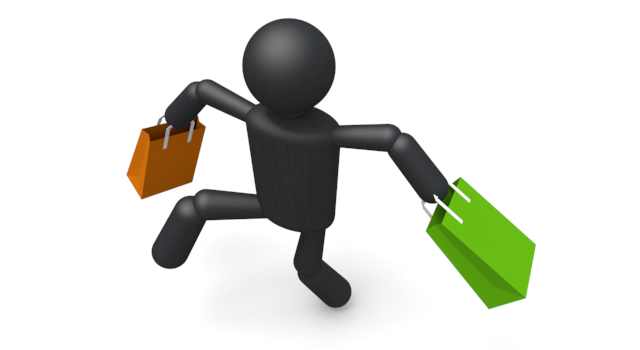 買い物 - シンプル人物イラスト/人クリップアート/アイコン/黒色/ピクトグラム