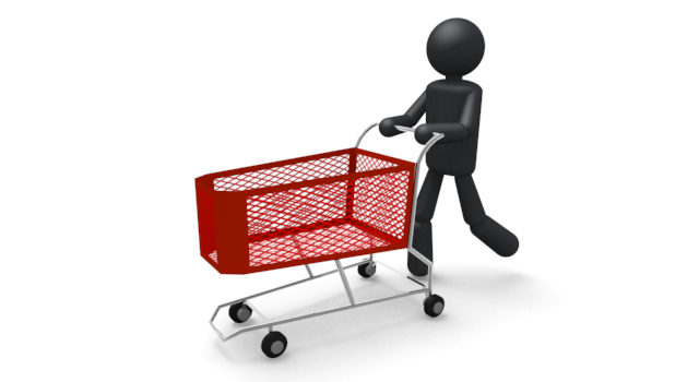 買い物をする - シンプル人物イラスト/人クリップアート/アイコン/黒色/ピクトグラム