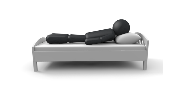 ベッドで寝る - シンプル人物イラスト/人クリップアート/アイコン/黒色/ピクトグラム