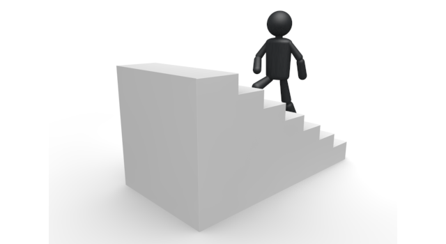 出世の階段 - シンプル人物イラスト/人クリップアート/アイコン/黒色/ピクトグラム