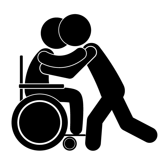 介護福祉士｜老人ホーム｜車椅子｜介護 - シンプル / クリップアート / アイコン / イラスト / 無料 / 白黒 / 二色 / PNG形式：背景透明