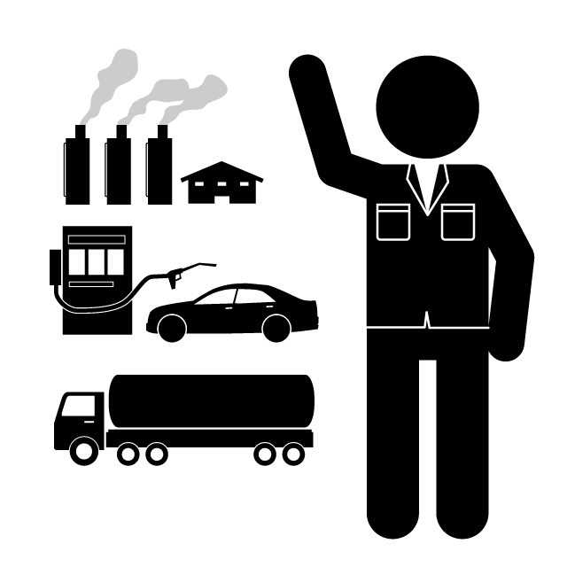 危険物取扱者｜石油｜タンク｜燃料 - シンプル / クリップアート / アイコン / イラスト / 無料 / 白黒 / 二色 / PNG形式：背景透明