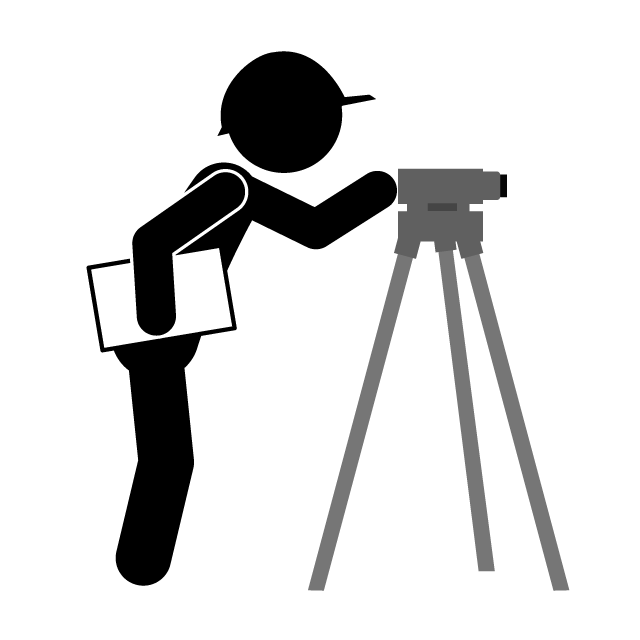 測量士補｜基本測量｜地球表面上｜そくりょう - シンプル / クリップアート / アイコン / イラスト / 無料 / 白黒 / 二色 / PNG形式：背景透明