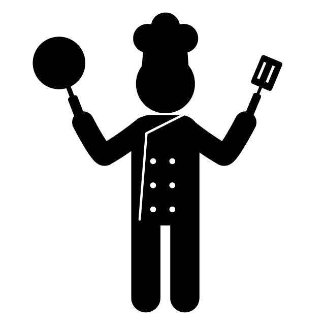 調理師｜コック｜料理｜食品 - シンプル / クリップアート / アイコン / イラスト / 無料 / 白黒 / 二色 / PNG形式：背景透明