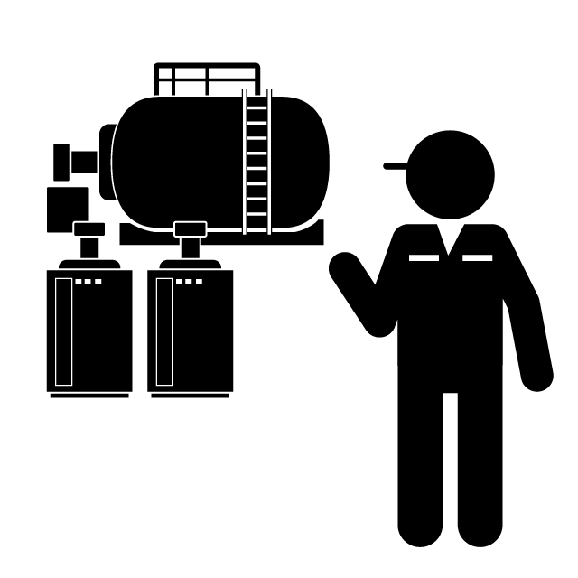 ボイラー技士｜工場｜労働者｜燃料 - シンプル / クリップアート / アイコン / イラスト / 無料 / 白黒 / 二色 / PNG形式：背景透明