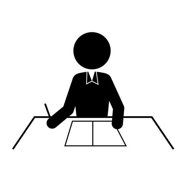 医療事務｜事務職｜女性｜書類作成 - シンプル / クリップアート / アイコン / イラスト / 無料 / 白黒 / 二色 / PNG形式：背景透明